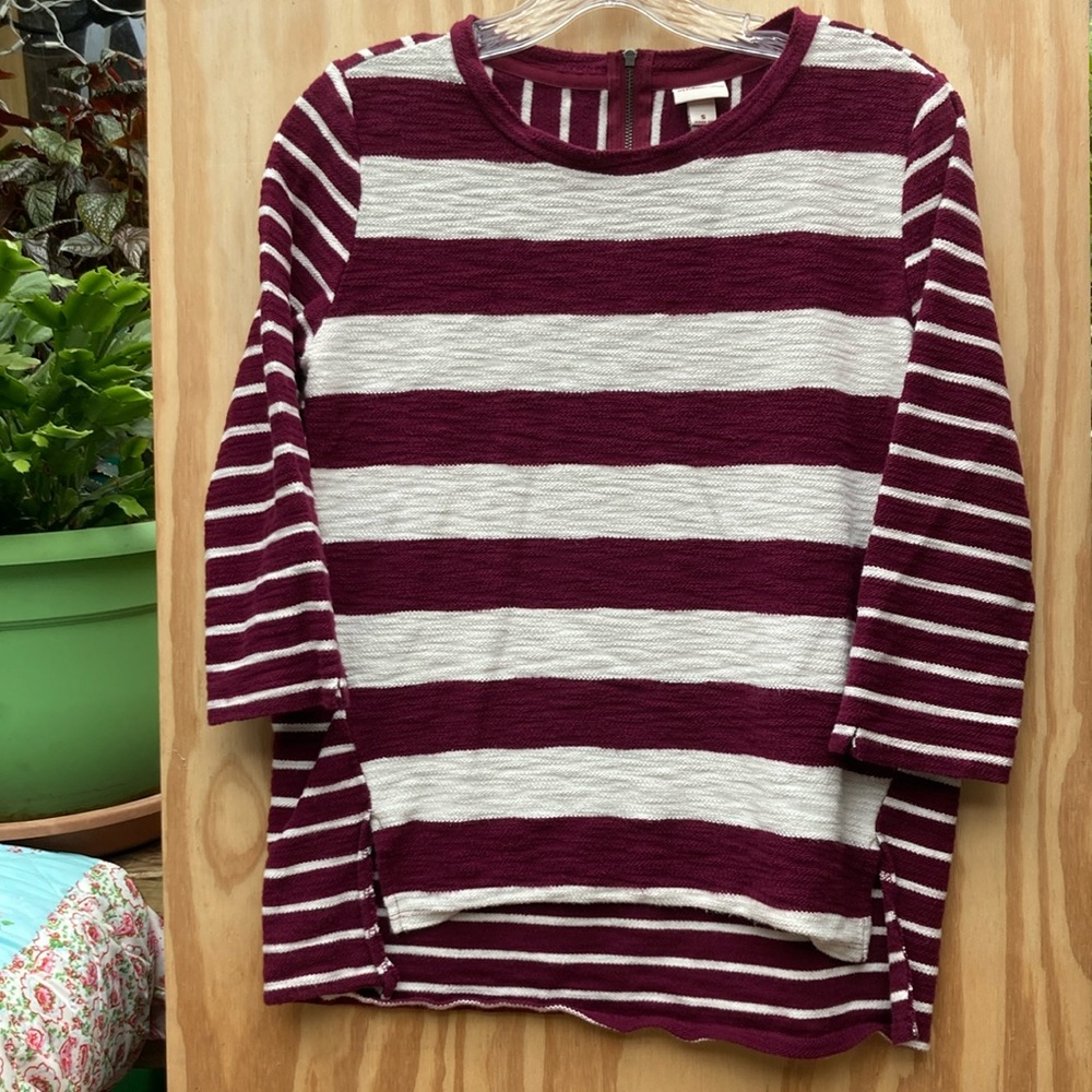 Merona Striped Burgundy and White Women's Top, Small